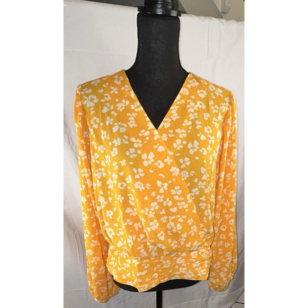 Lane Bryant Long Sleeve Surplice Neck Shirred Waist Crop Blouse Size 20 NWT